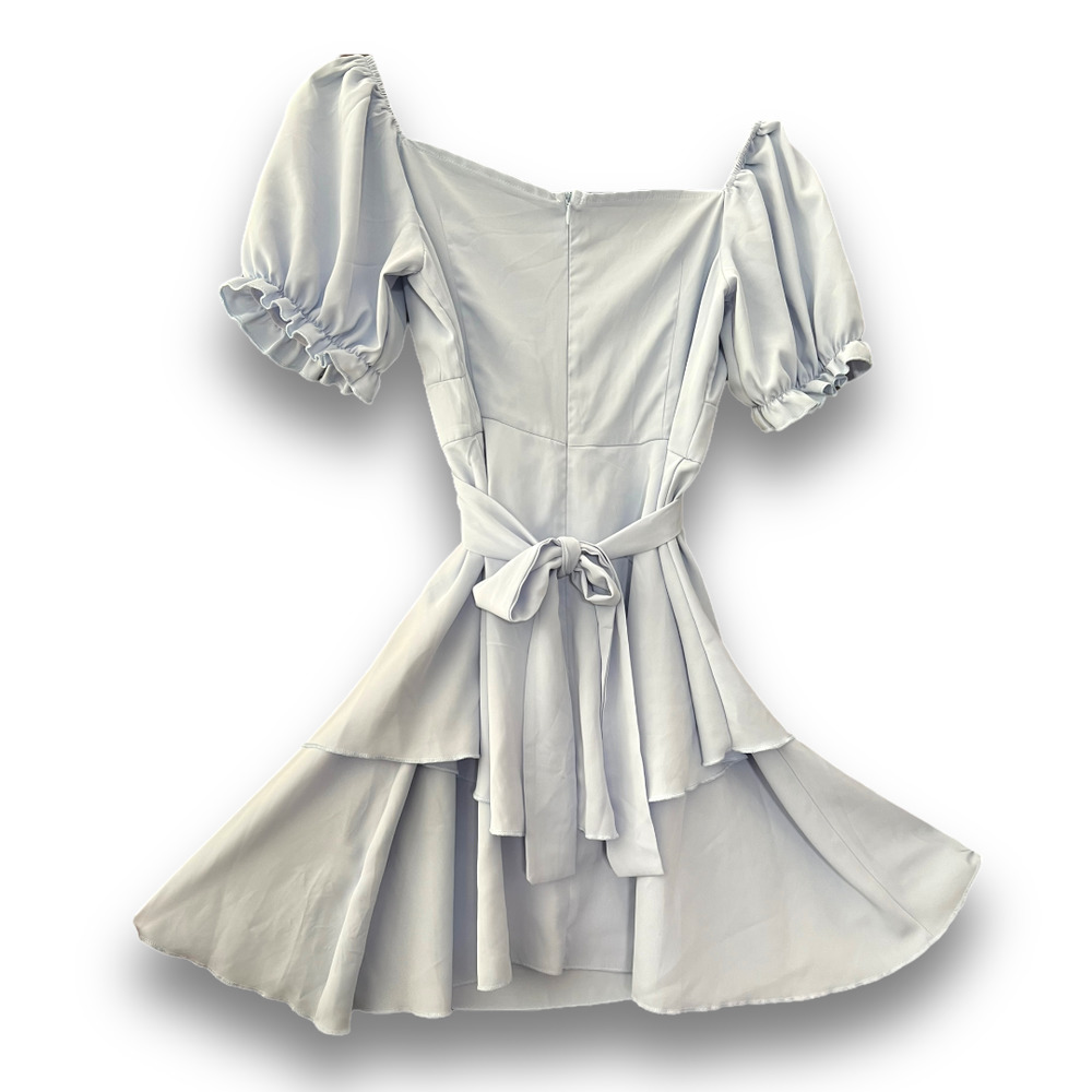 Blue Chic Chiffon Mini Ruffle Dress - Size Small - Picture 5 of 8
